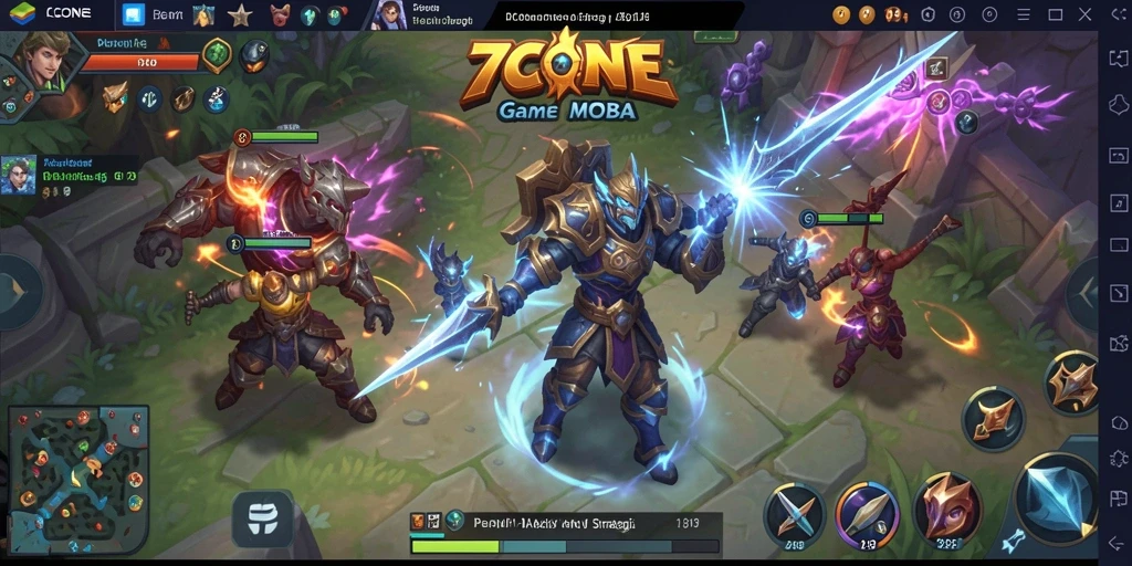 Tangkapan layar menunjukkan pertarungan seru di arena MOBA 7CONE.