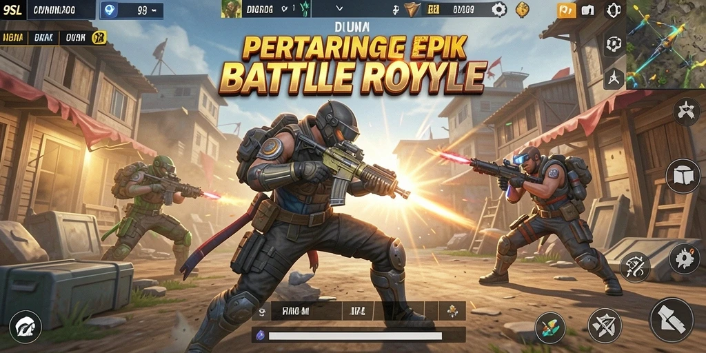 Cuplikan gameplay dari 9SL, pertarungan seru di arena Battle Royale.