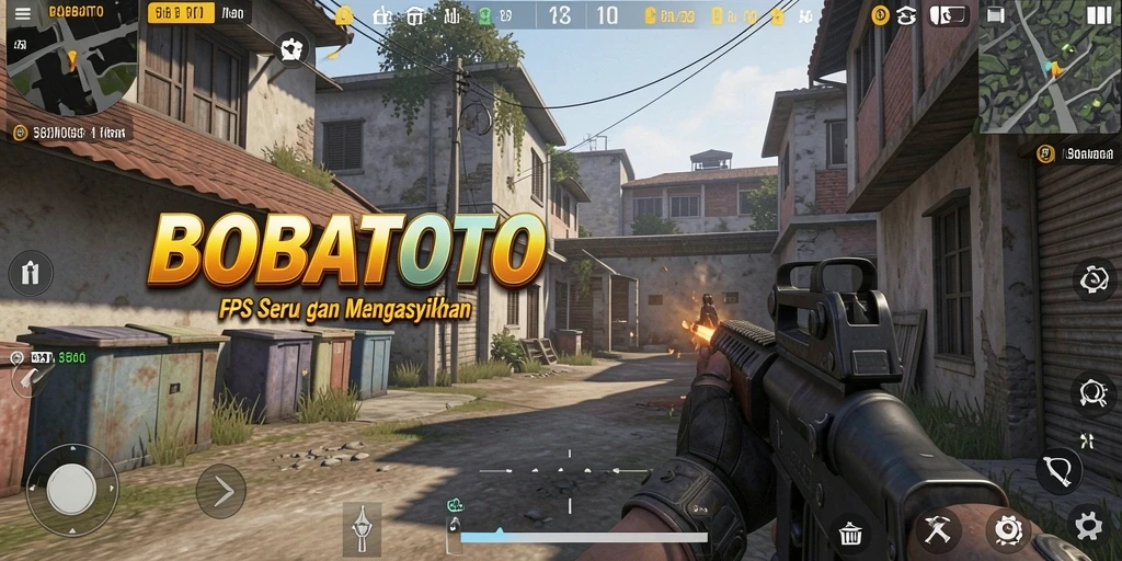 Screenshot BOBATOTO menampilkan aksi gameplay FPS yang mendebarkan.