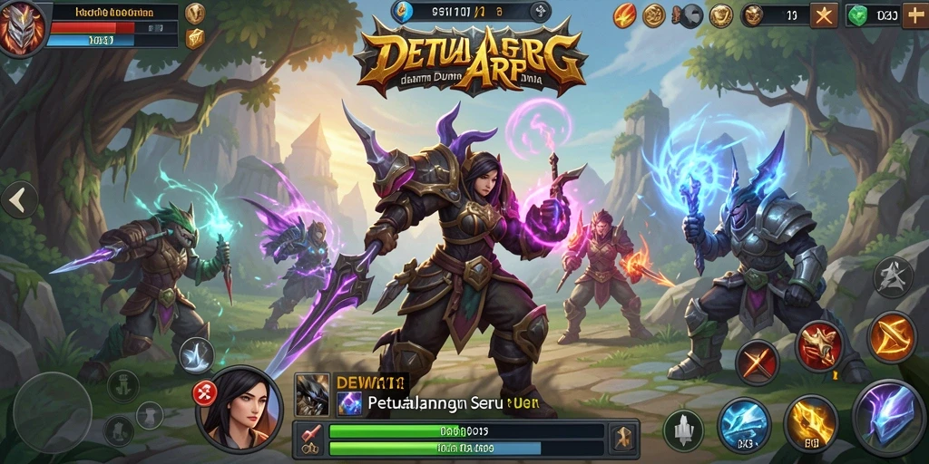 Menunjukkan aksi seru dalam gameplay DEWI11 di dunia ARPG.