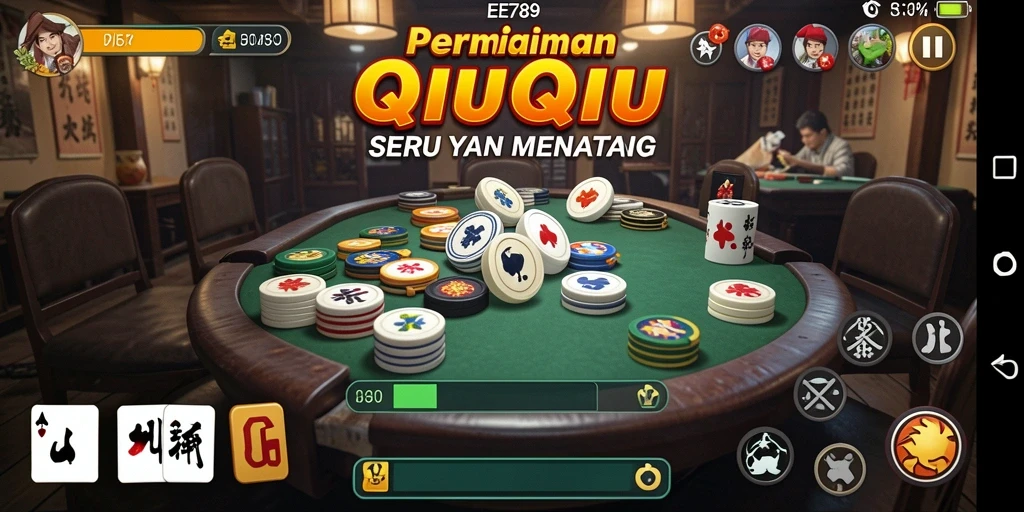 Tampilan gameplay seru saat bermain QiuQiu di EE789.