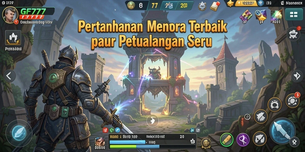Screenshot GF777 menampilkan strategi dan pertahanan menara yang seru.