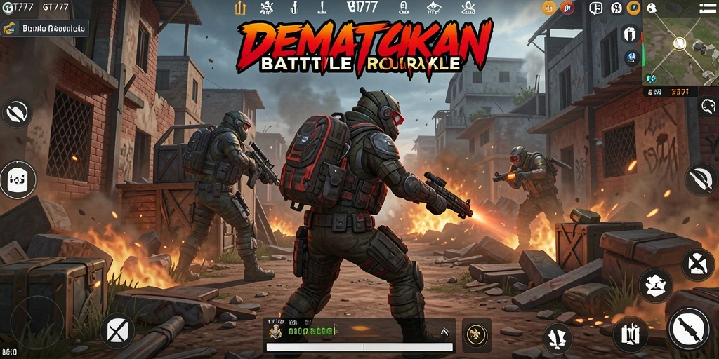 Tangkapan layar dari gameplay GT777 yang intens dalam mode Battle Royale.