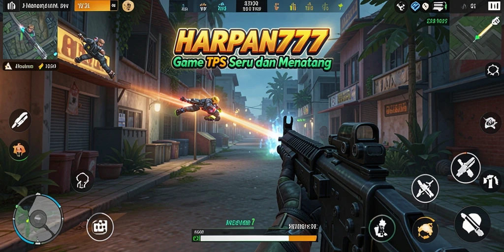 Tampilan gameplay seru dari HARAPAN777, dengan aksi tembak-menembak yang intens.