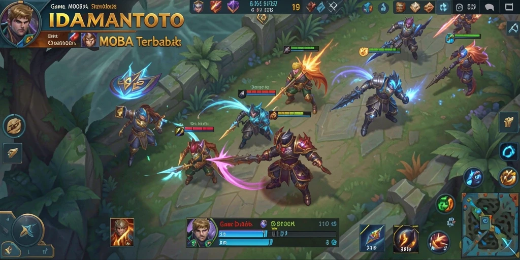 Tampilan seru dari gameplay MOBA IDAMANTOTO saat pertarungan berlangsung.
