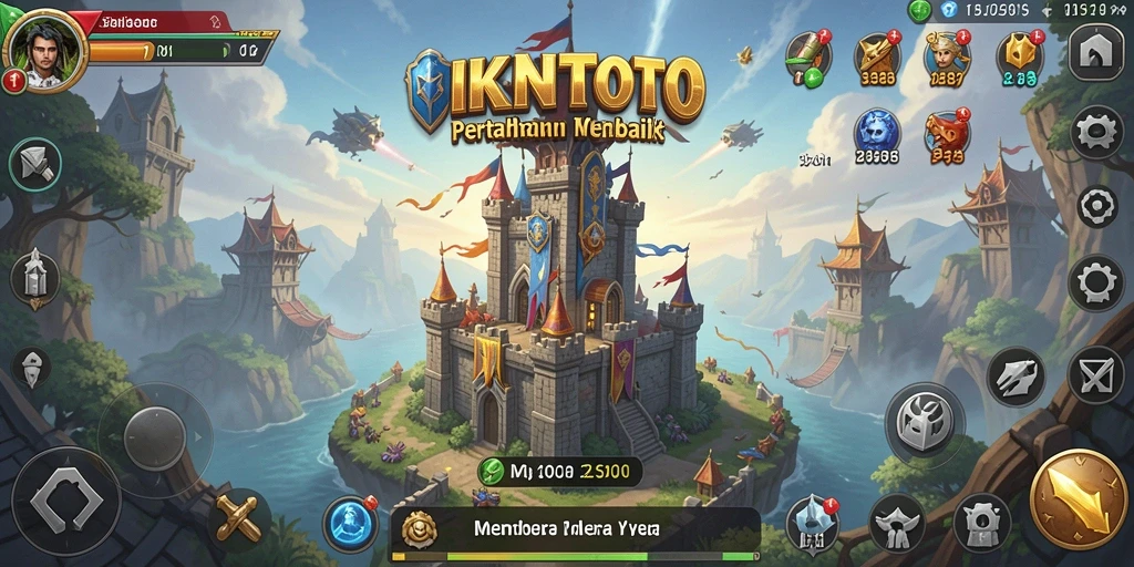 Tangkapan layar gameplay <strong>IKNTOTO</strong> menunjukkan menara bertahan menghadapi gelombang musuh.