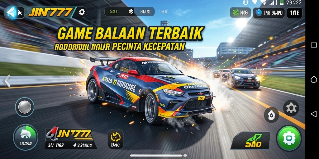 Screenshot gameplay <strong>JNT777</strong> menampilkan aksi balapan yang mendebarkan.