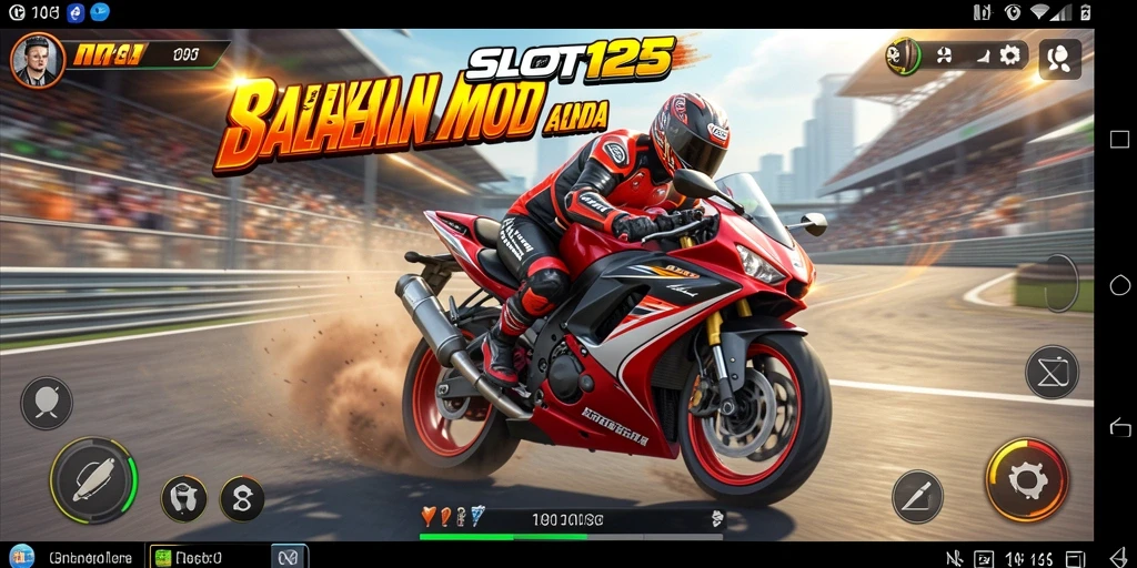 Tampilan menegangkan dari gameplay SLOT123 saat balapan motor.