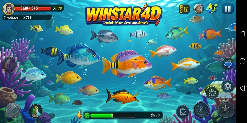 Tampilan gameplay menembak ikan yang seru di WINSTAR4D.